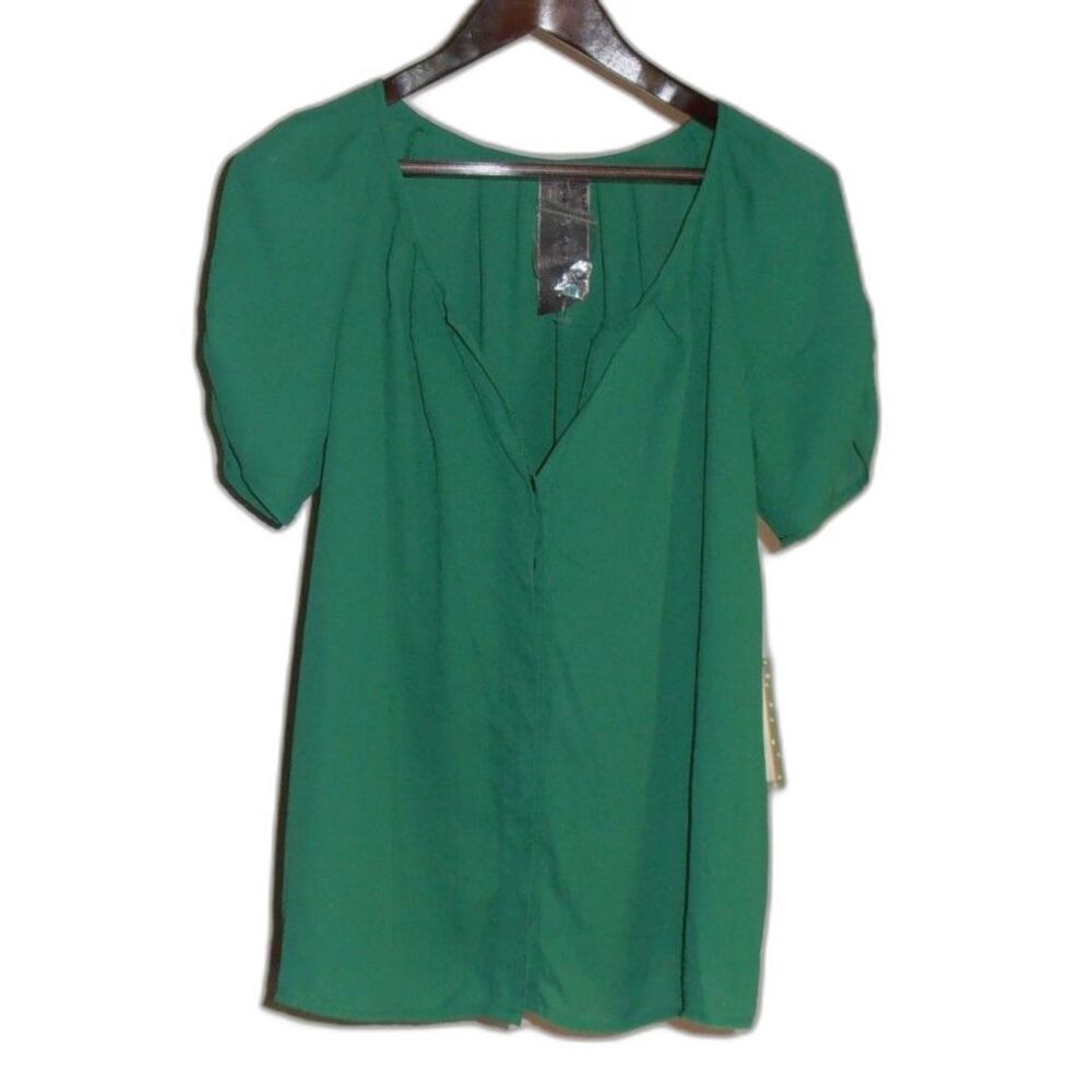 NWT Alice Moon XL Green Blouse Puff Sleeve Lightweight Career Top 🌿